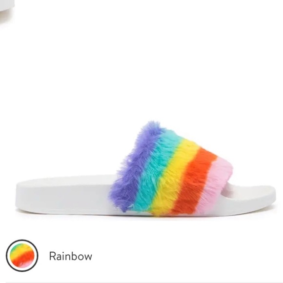 STEVE MADDEN SOPHLYN FUZZY RAINBOW SLIDES SANDALS 7 - Picture 3 of 10